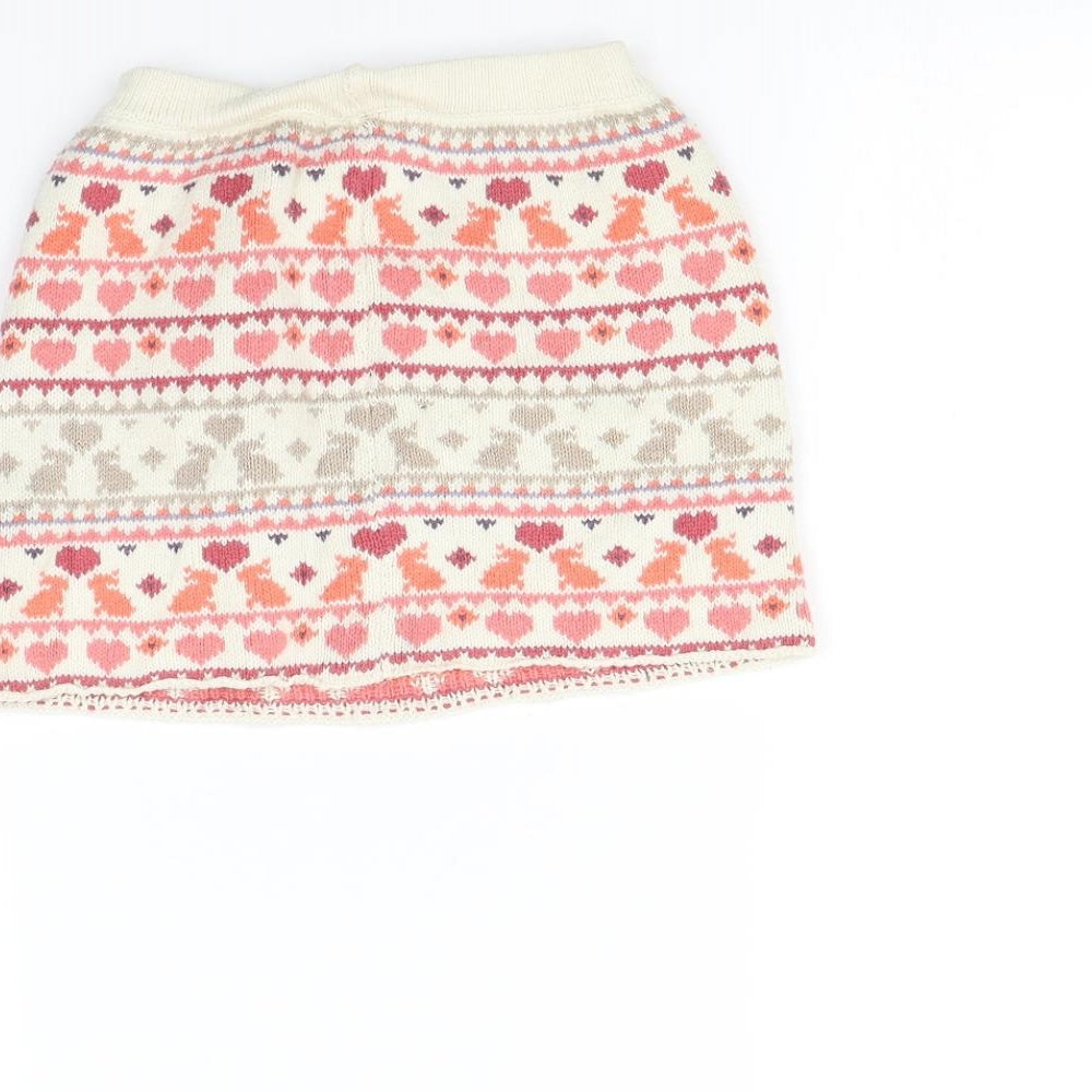 Vertbaudet Girls Beige Striped Mini Skirt Size 2 Years