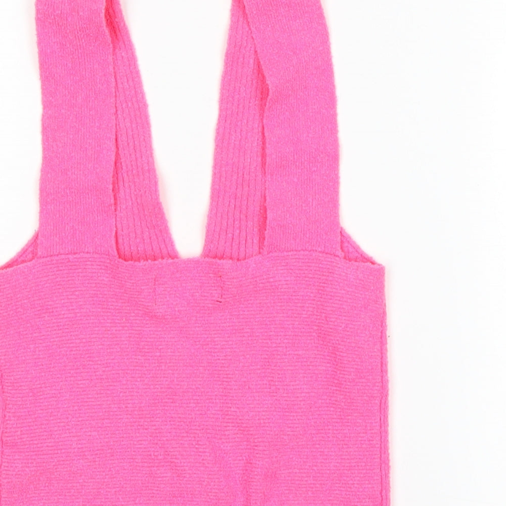 Bershka Womens Pink Cropped Tank Size M