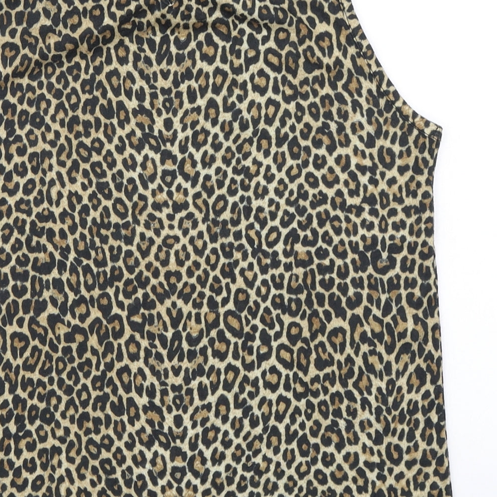 Internacionale Womens Brown Animal Print Basic Tank Size 10