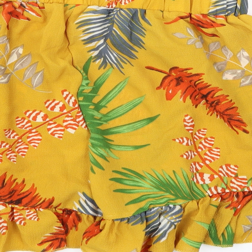 Preworn Womens Orange Floral Utility Shorts Size S