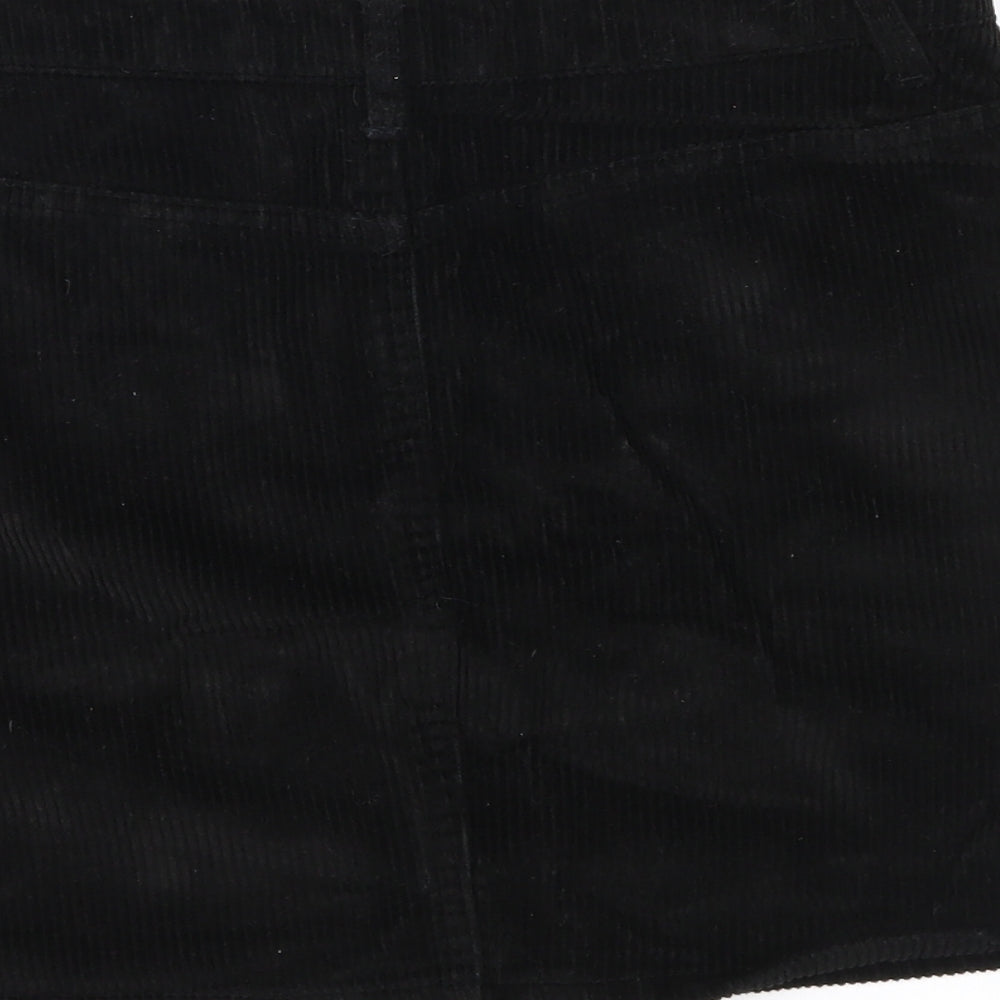Topshop Womens Black Corduroy A-Line Skirt Size 8