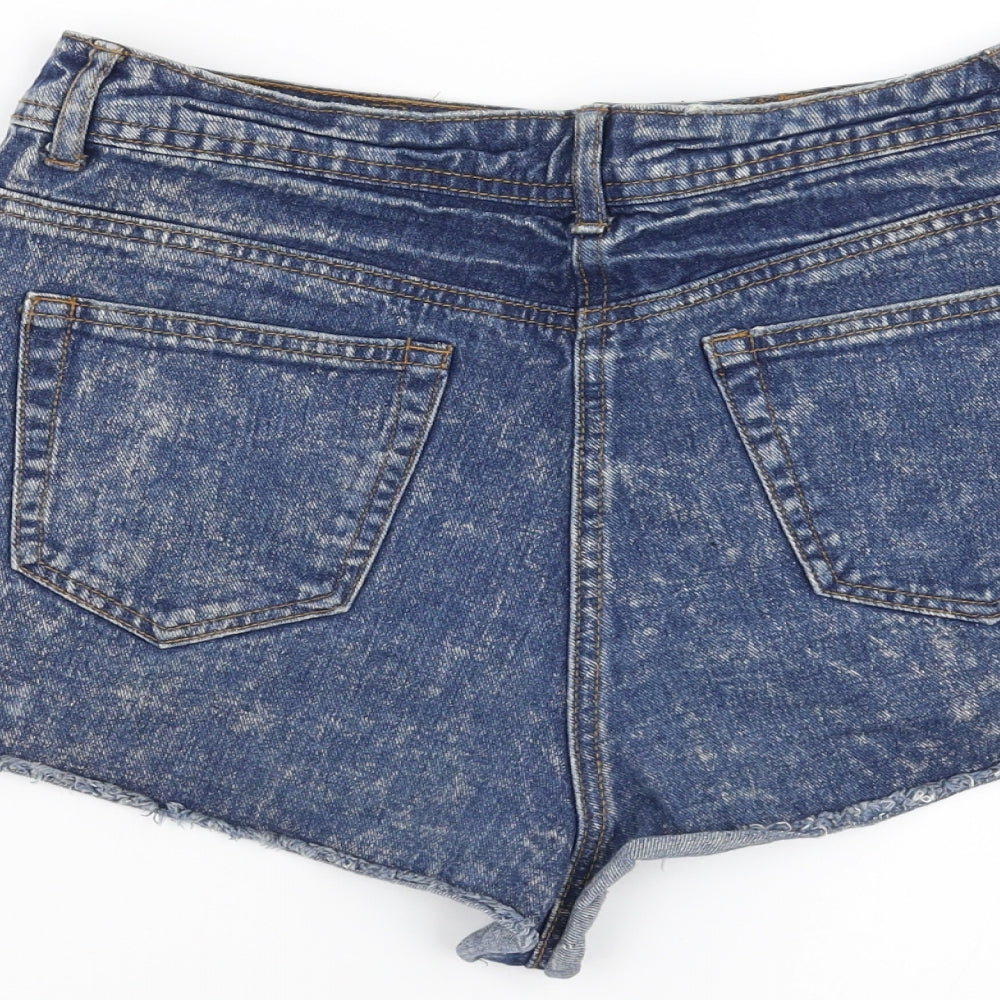 Blonde + Blonde Womens Blue Denim Hot Pants Shorts Size 10 - distressed hem