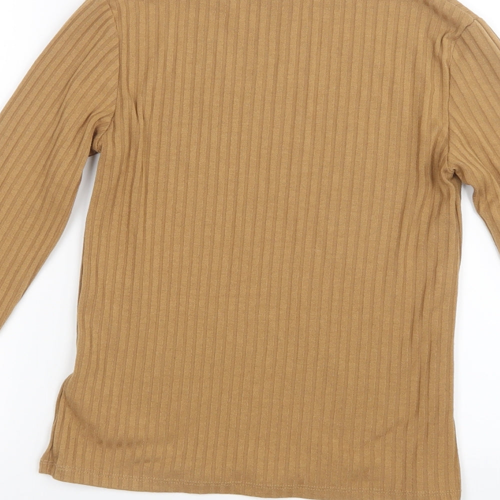 Topshop Womens Brown Basic T-Shirt Size 10