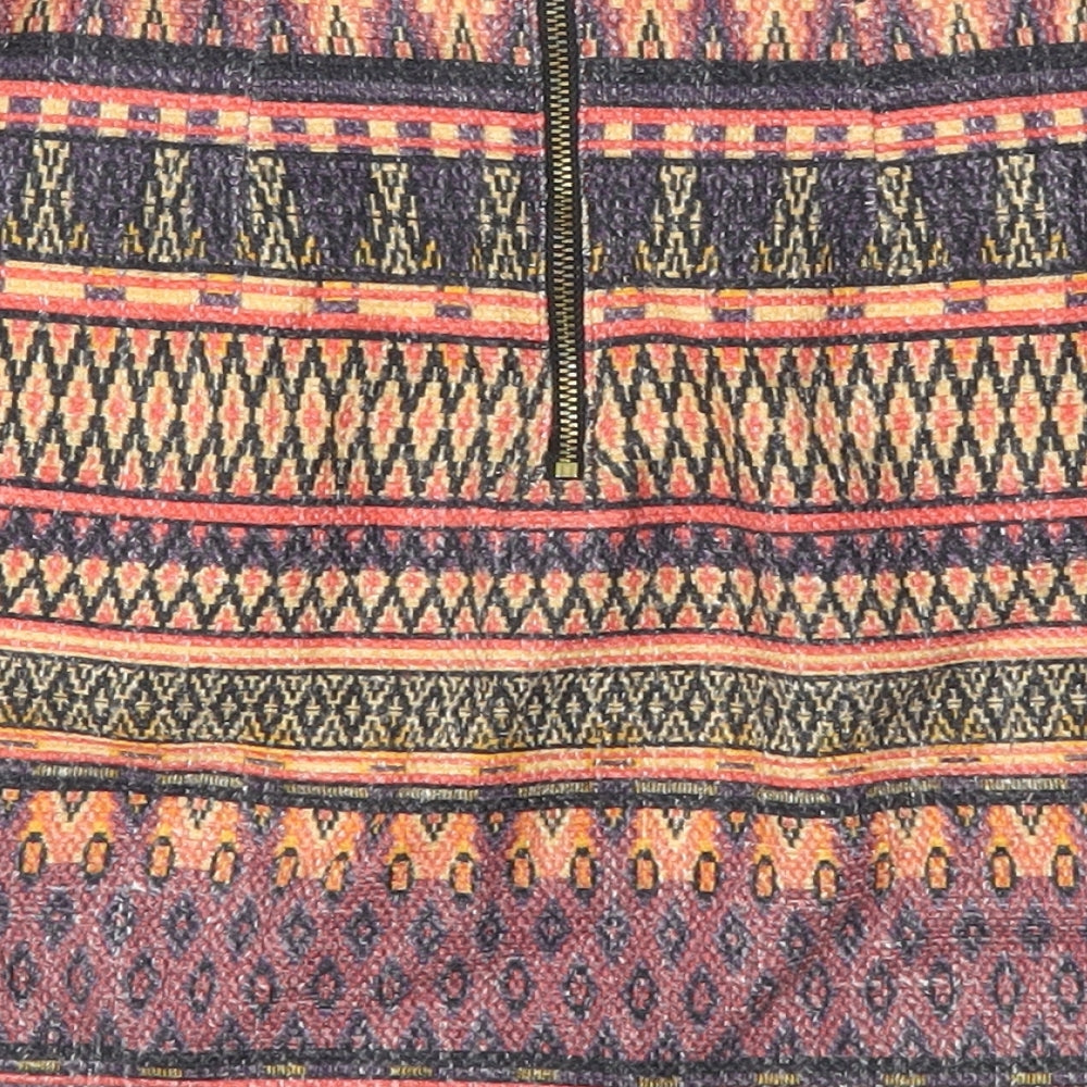 Topshop Womens Multicoloured Argyle/Diamond A-Line Skirt Size 8
