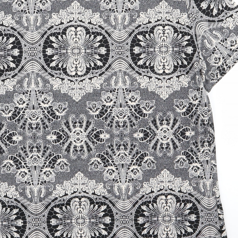 Dorothy Perkins Womens Black Geometric Basic T-Shirt Size 10