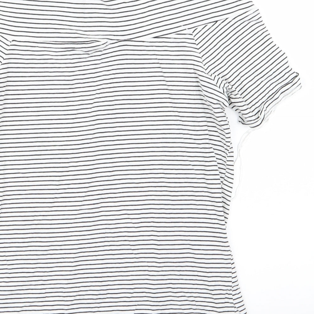 love tees Womens White Striped Basic T-Shirt Size 14