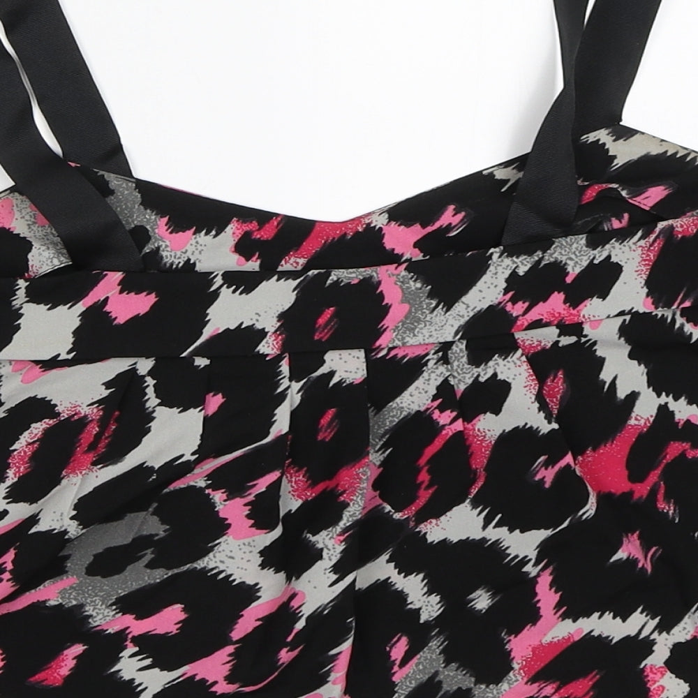 Red or Dead Womens Grey Animal Print Cropped Blouse Size 8