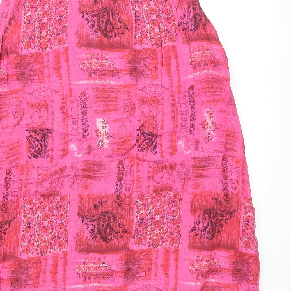 Isabelle Womens Pink Paisley Basic Button-Up Size 12