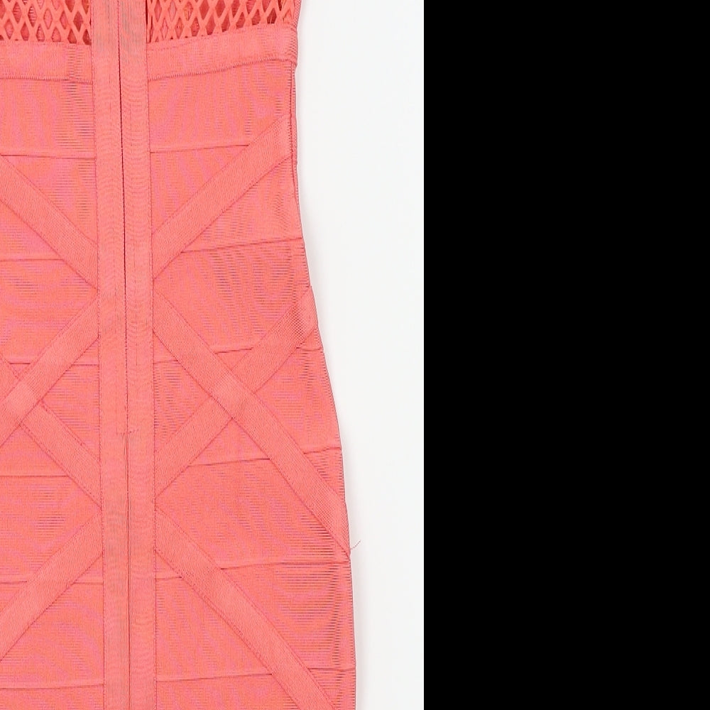 Preworn Womens Pink Geometric A-Line Size S