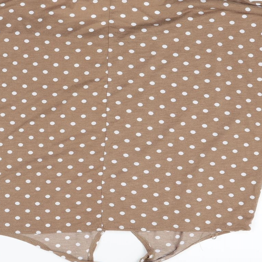 Select Womens Brown Polka Dot Jersey Basic T-Shirt Size 12
