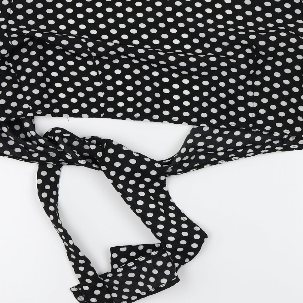 In the Style Womens Black Polka Dot Basic Blouse Size 8