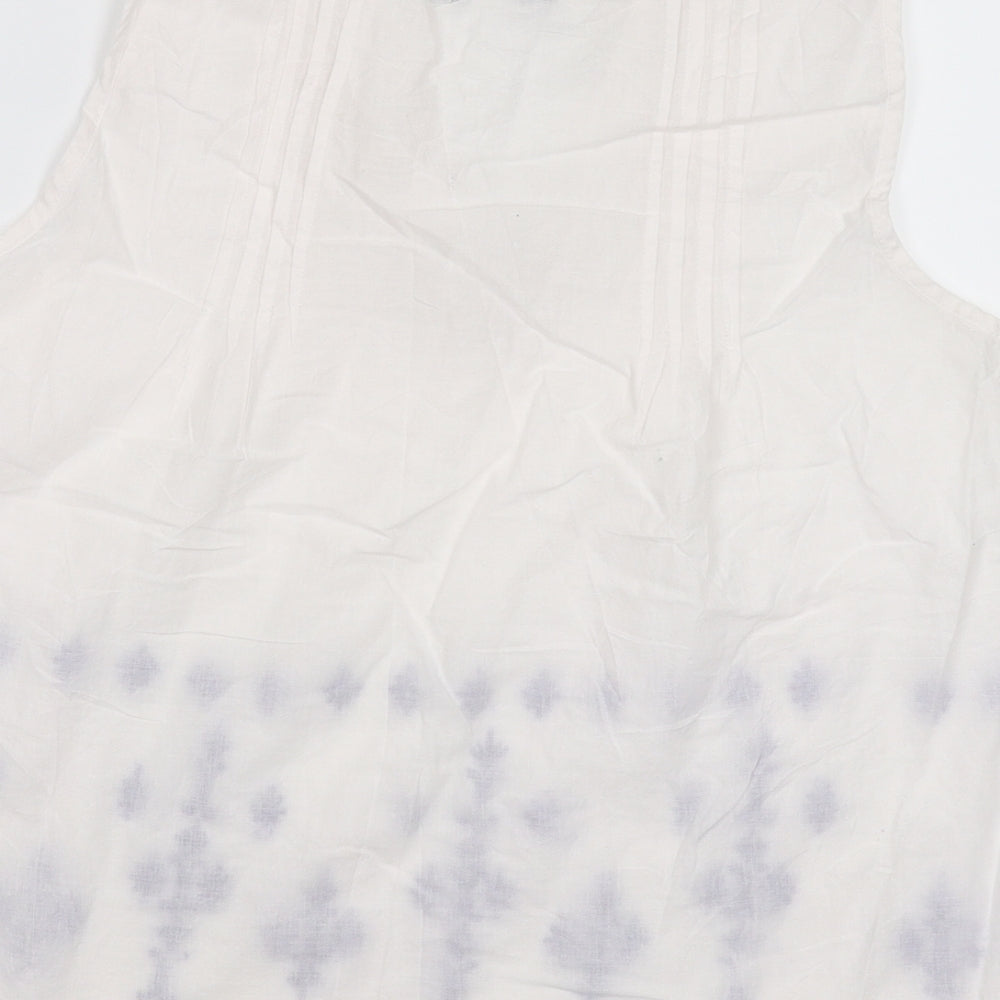 Preworn Womens White Floral Basic Tank Size 8