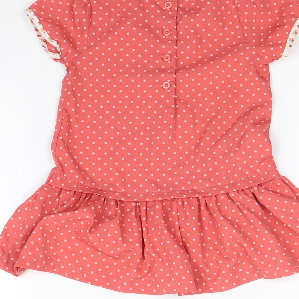 Preworn Girls Pink Spotted Fit & Flare Size 12 Months