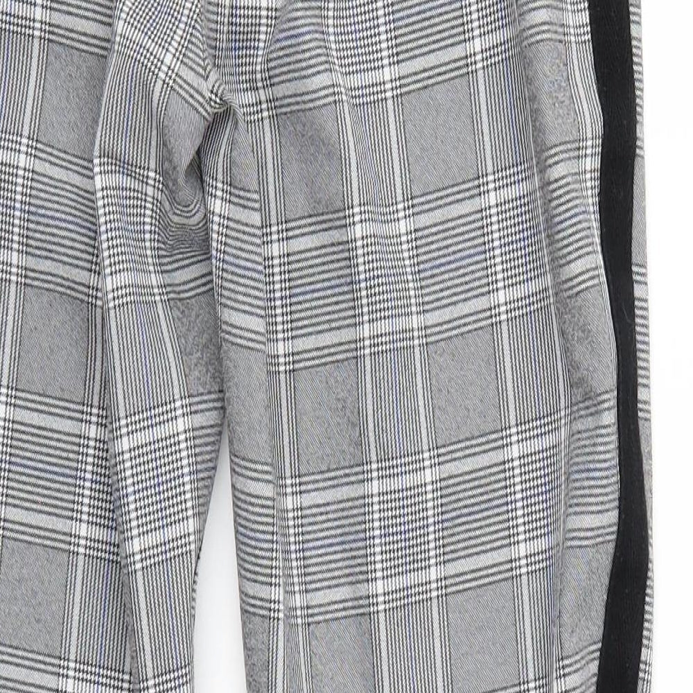 boohooMAN Mens Grey Check Trousers Size M L25 in