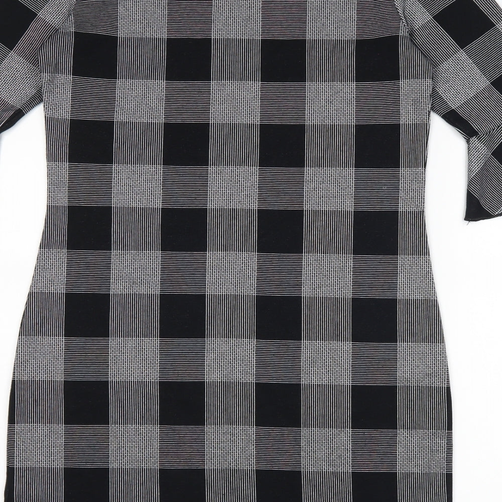 Marks & Spencer Womens Black Check Bodycon Size 10