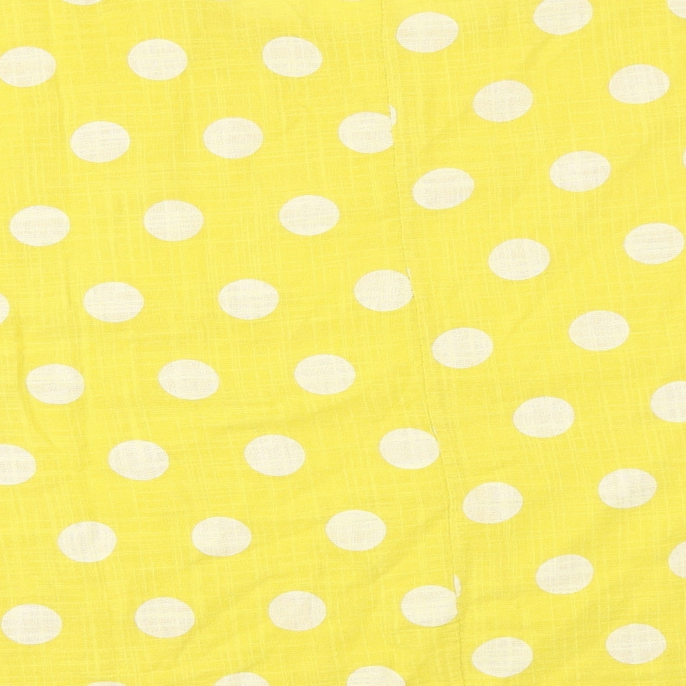 Preworn Womens Yellow Polka Dot Basic Button-Up One Size