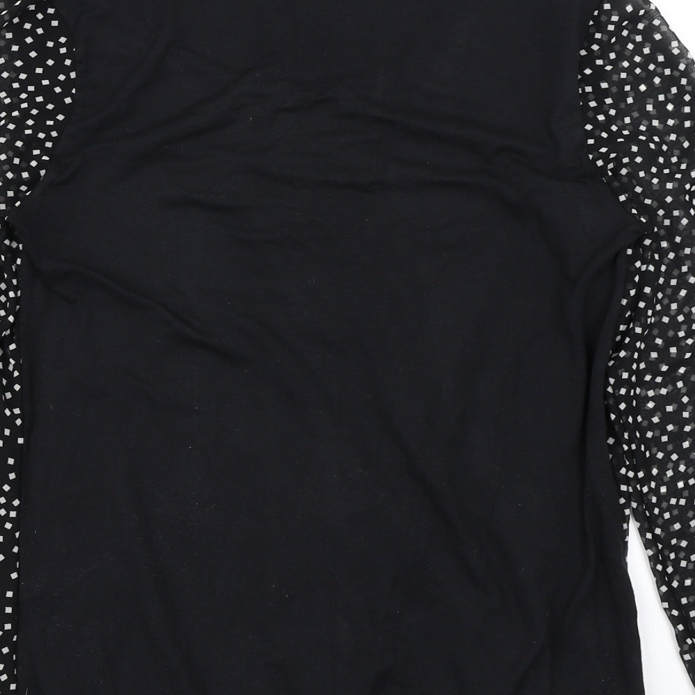 George Womens Black Polka Dot Basic Blouse Size 10