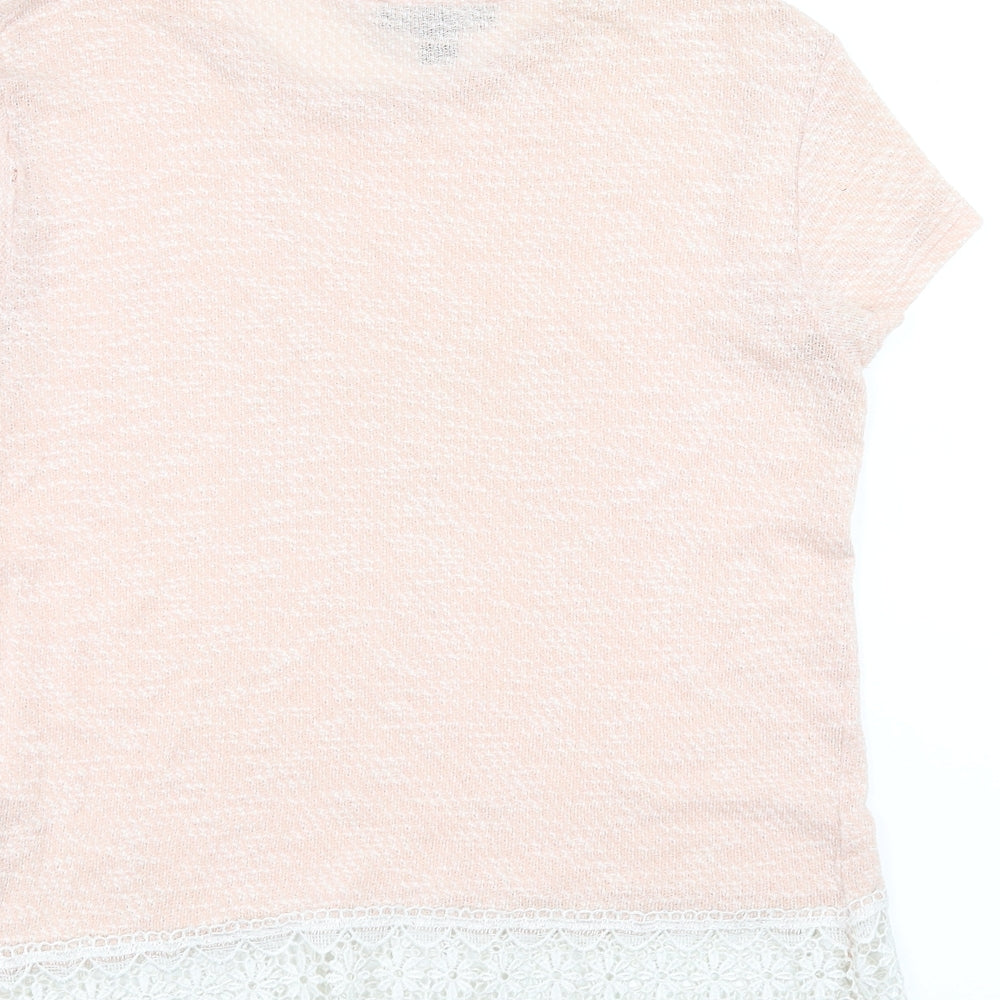 Primark Womens Pink Pullover Jumper Size 12 - floral lace hem