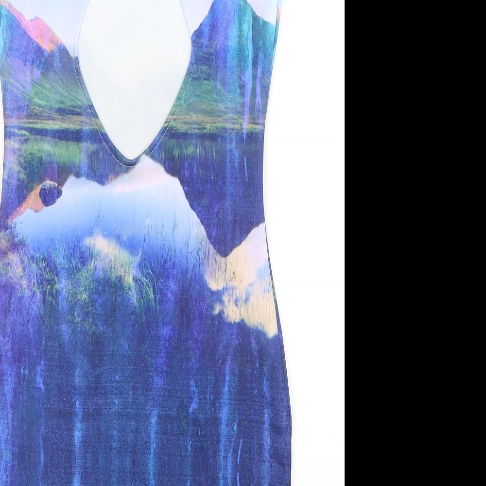 H&M Womens Blue Geometric Tank Dress Size 8