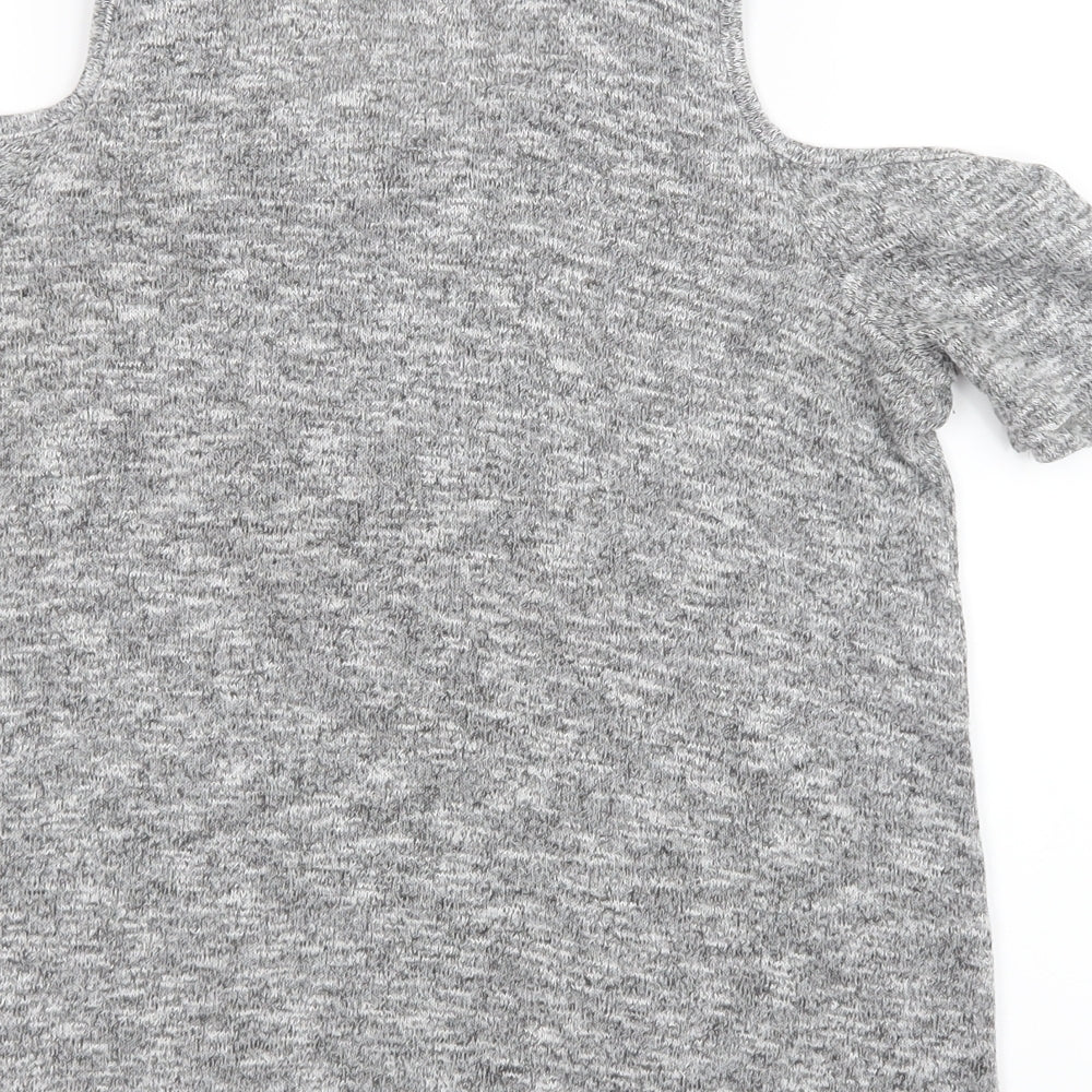 New Look Womens Grey Basic T-Shirt Size 8 - Open Shoulders