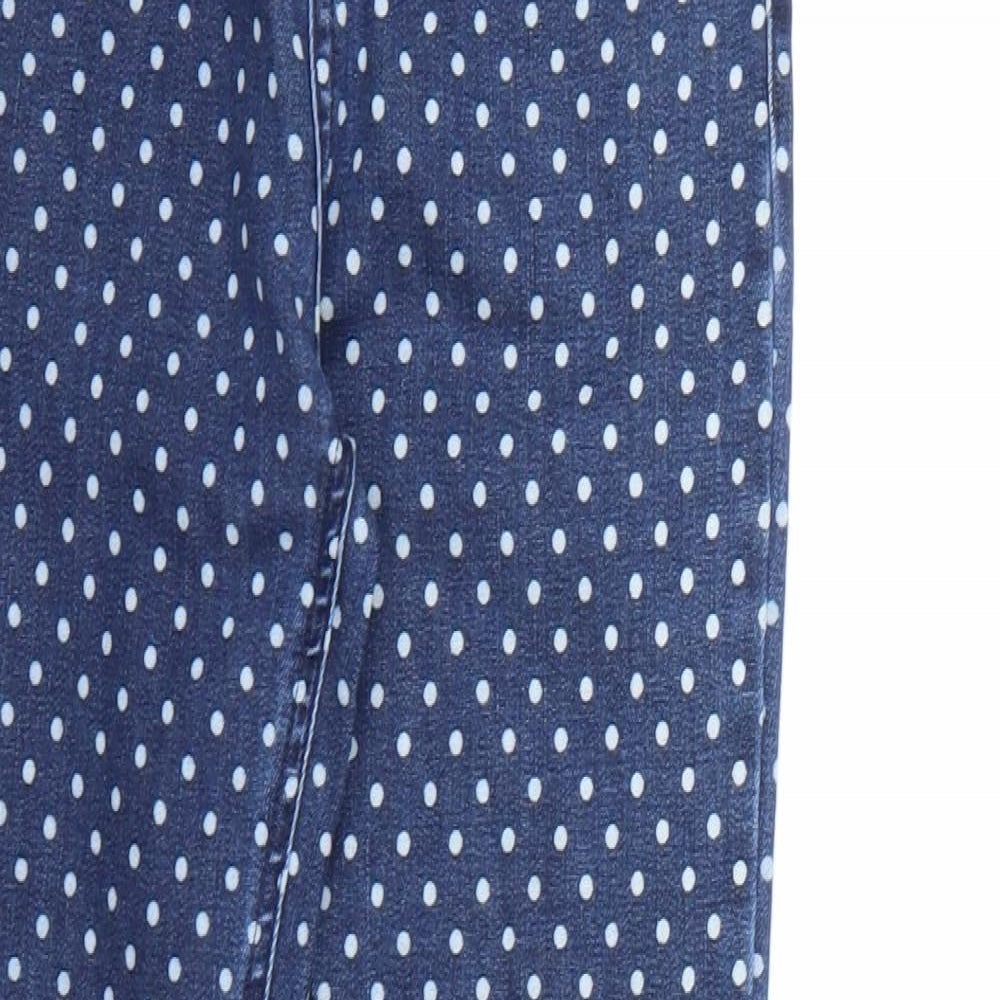 Stradivarius Womens Blue Polka Dot Denim Skinny Jeans Size 6 L26 in