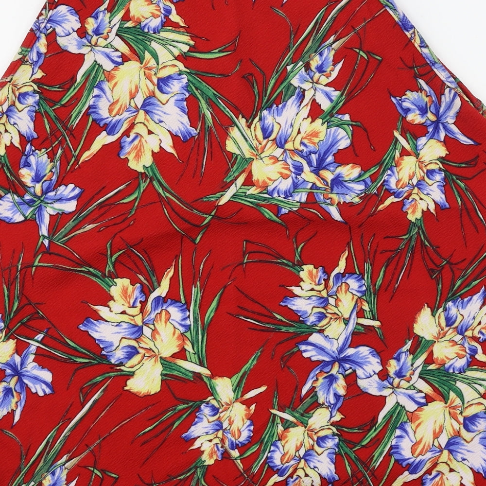 Peacocks Womens Red Floral Basic Blouse Size 14