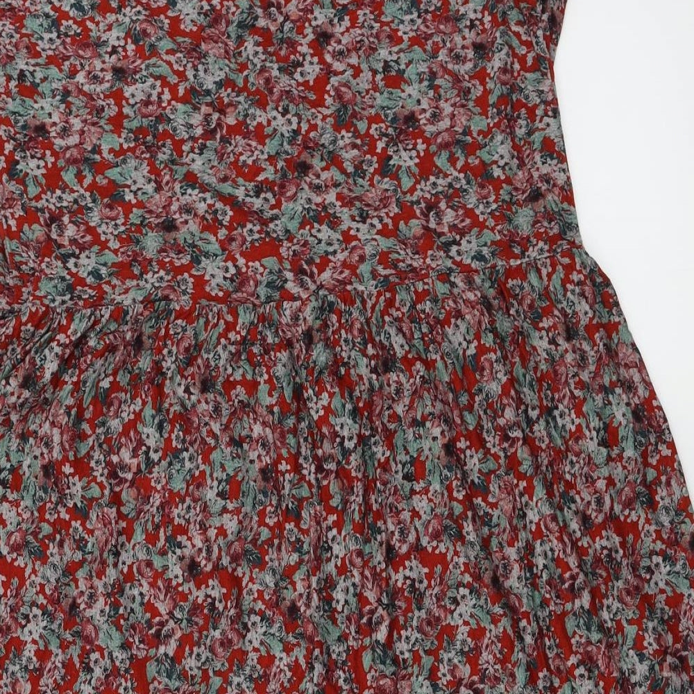 Mango Womens Red Floral Basic Blouse Size XS