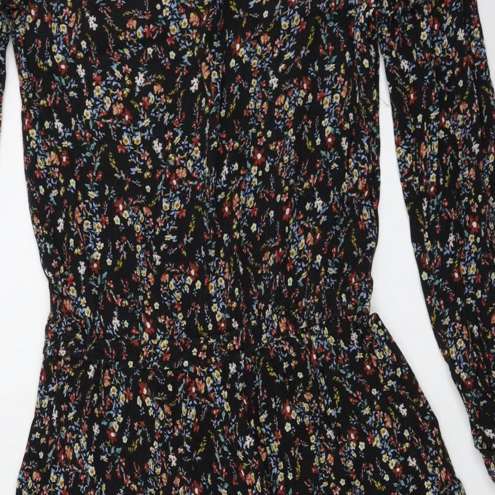 Mango Womens Black Floral Basic Blouse Size XS