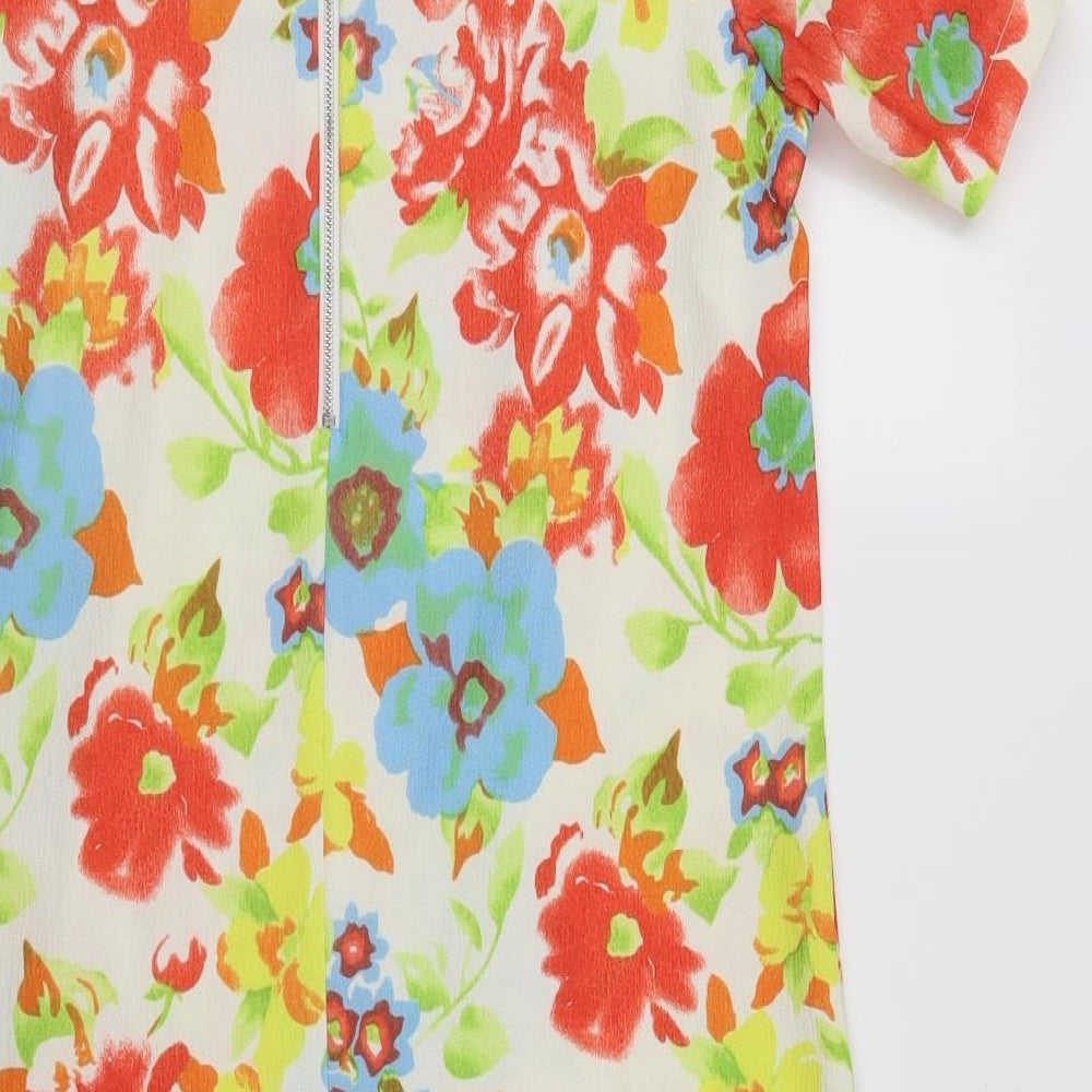 Intuition Womens White Floral Rayon Sheath Size 10