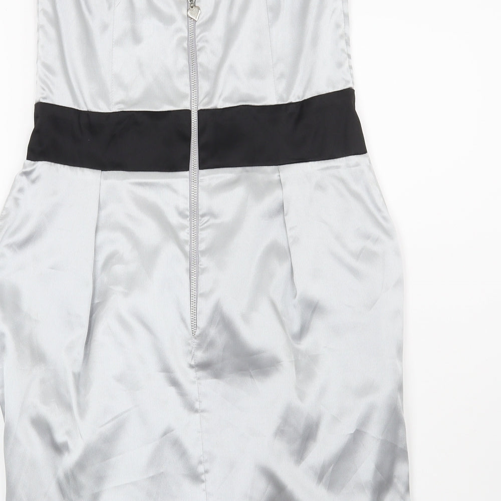 Goddess London Womens Silver Batik Bodycon Size 12