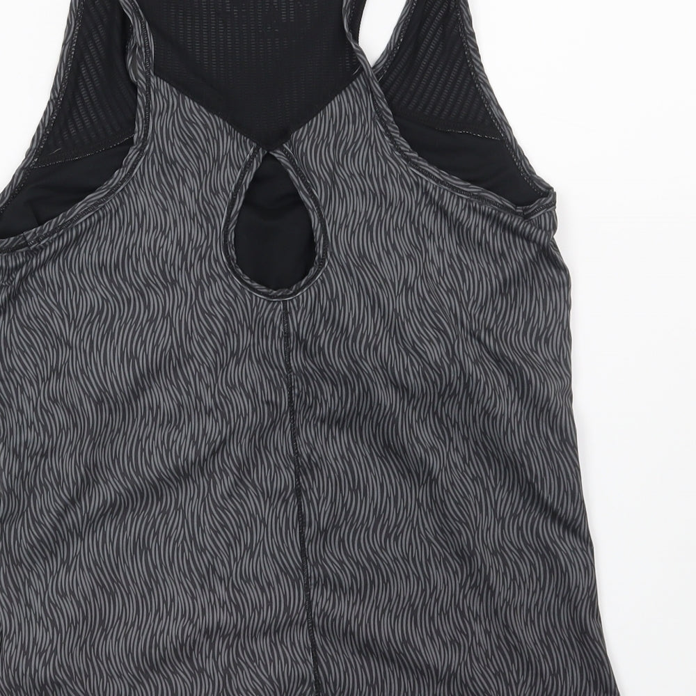 LA Gear Womens Grey Geometric Basic T-Shirt Size 10