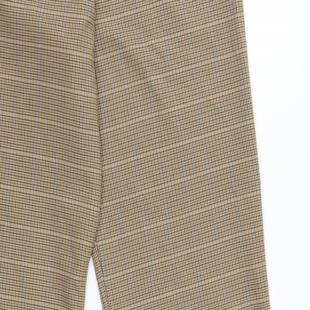 Top Shop Womens Brown Herringbone Trousers Size 16 L29 in - Elastic Waist
