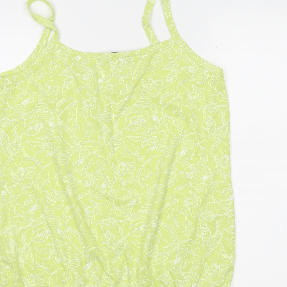 BM Womens Green Floral Basic Tank Size 12