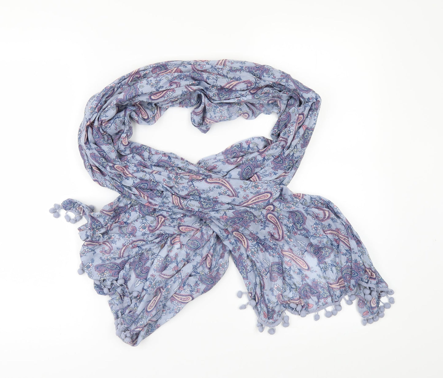 Preworn Womens Blue Geometric Scarf