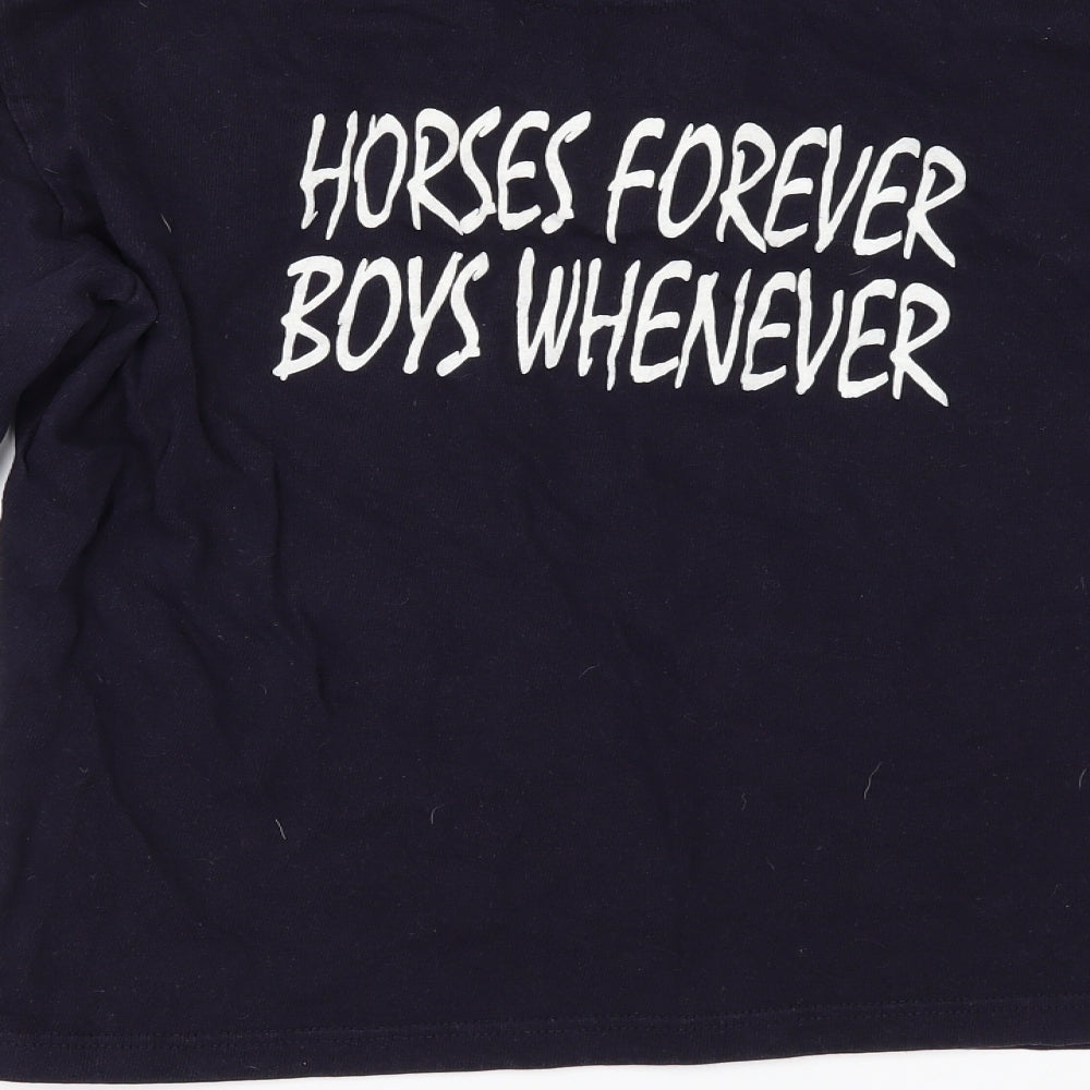 Front Row Womens Blue Basic Polo Size M - HORSES FOREVER BOYS WHATEVER