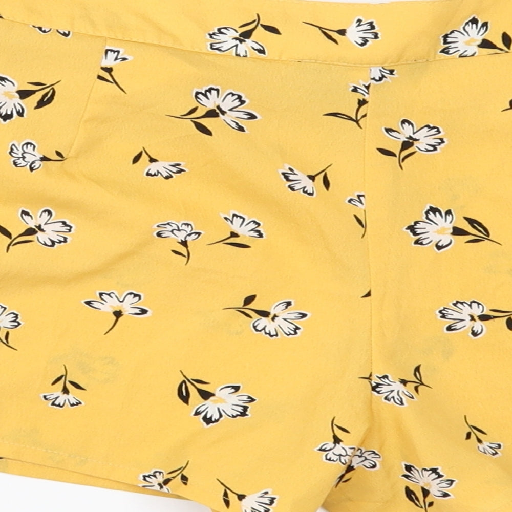 New Look Girls Yellow Floral Paperbag Shorts Size 13 Years