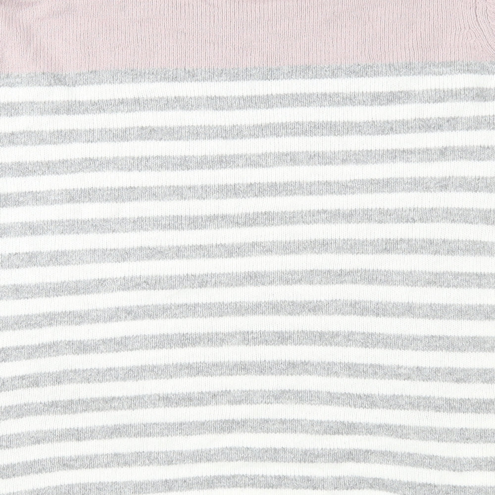 InTown Womens Grey Striped Knit Pullover Jumper Size M