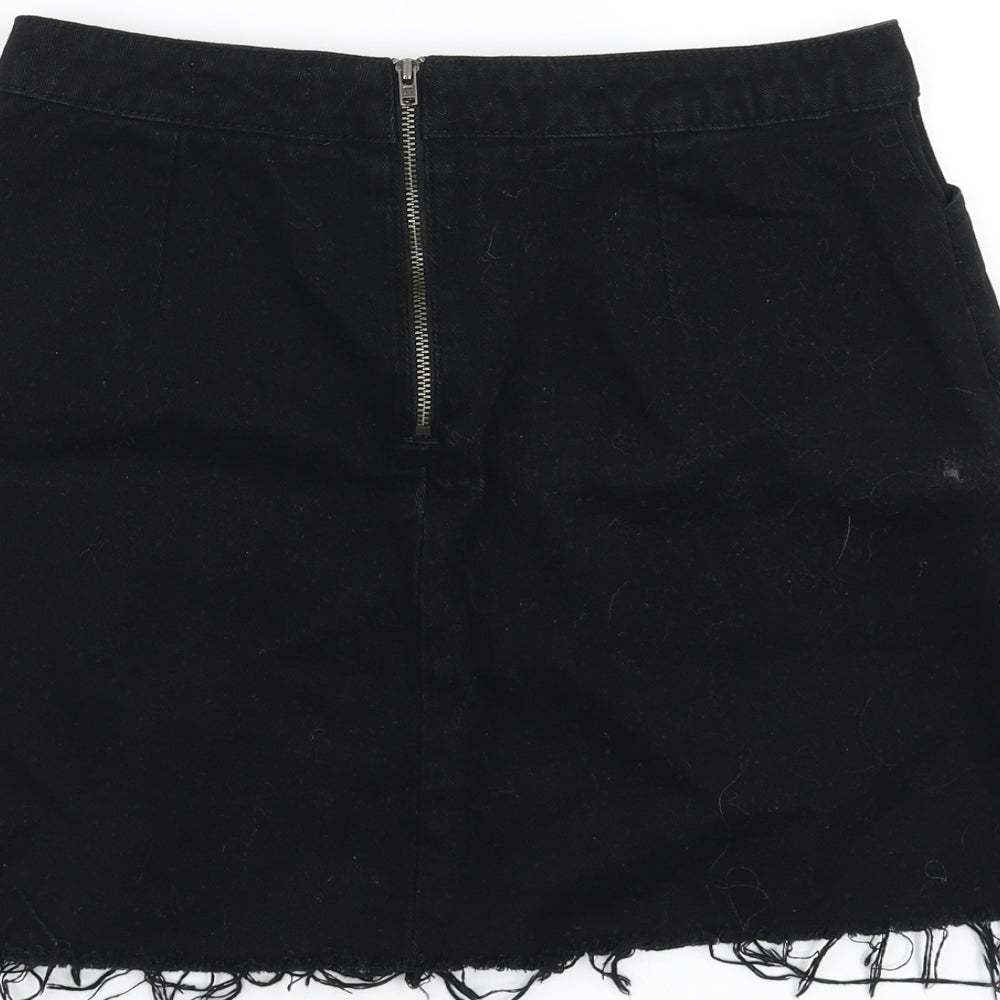 BDG Womens Black Denim A-Line Skirt Size M - distressed hem