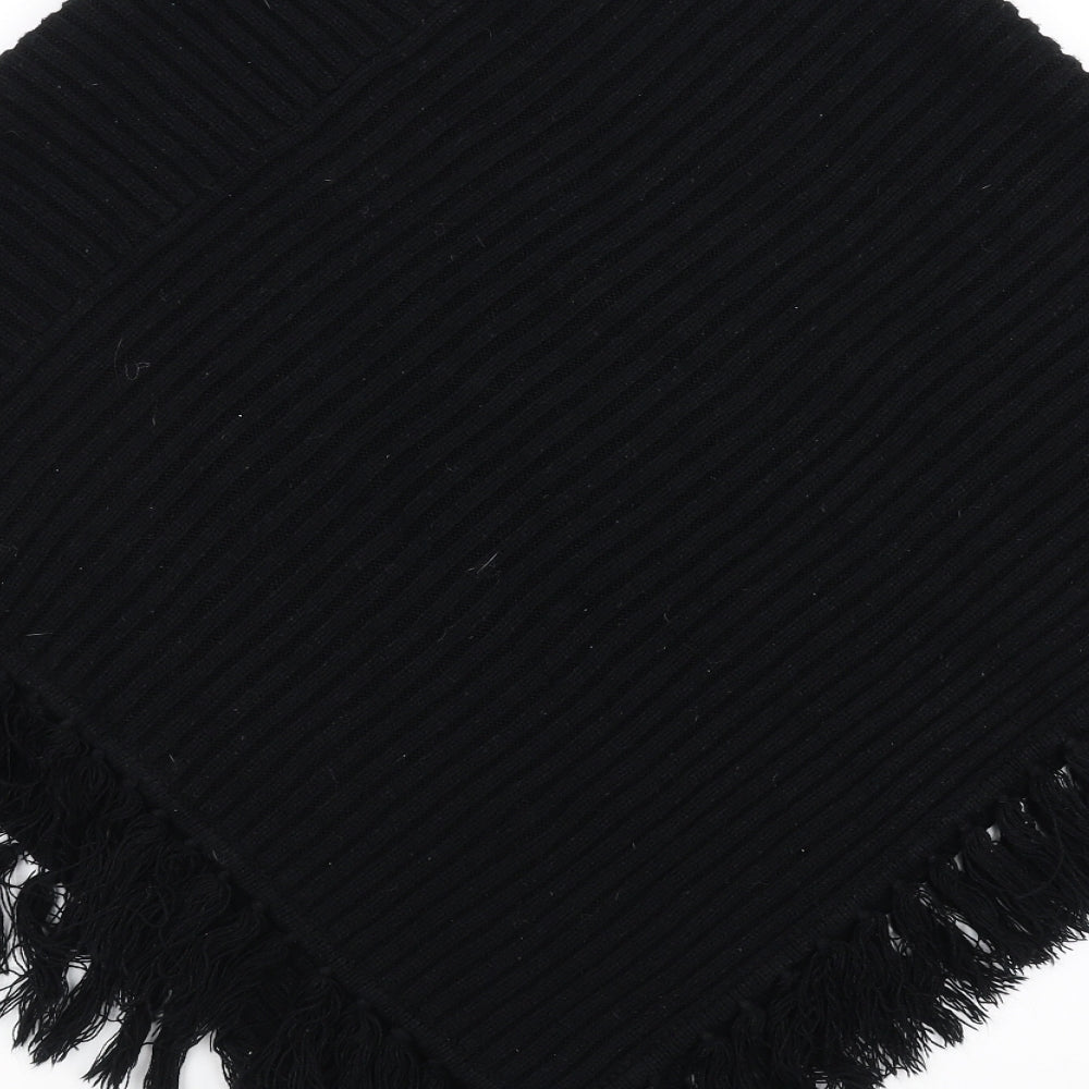 Nouveau Edition Womens Black Cape Jumper One Size - fringe detail