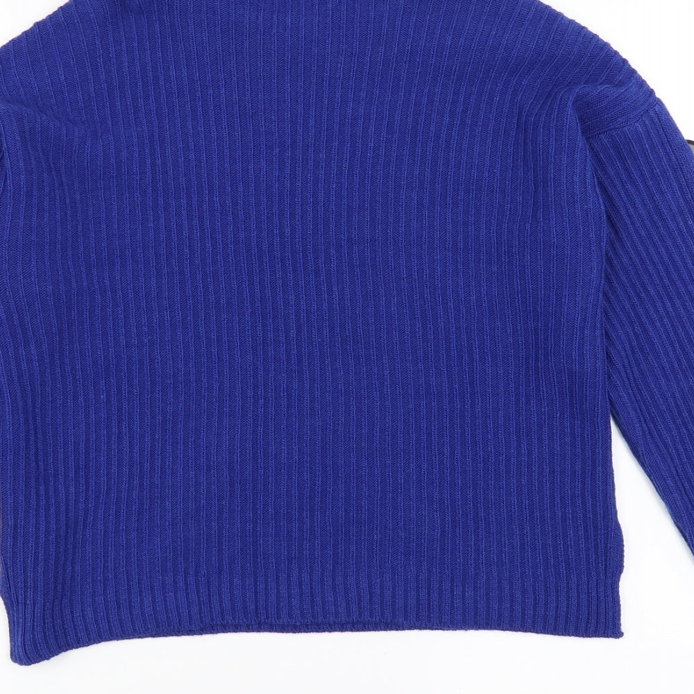 Primark Womens Blue Pullover Jumper Size S - Button Sleeve Detail