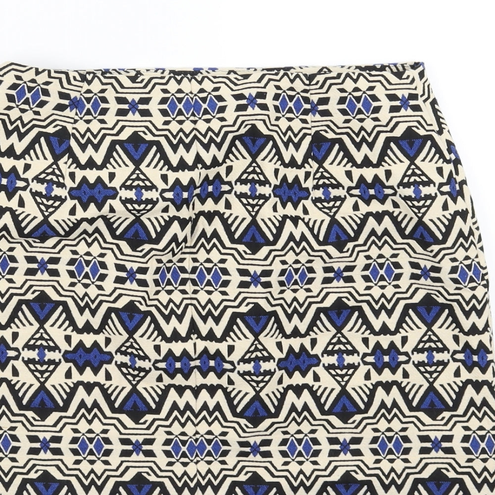 Divided by H&M Womens Beige Geometric A-Line Skirt Size 8