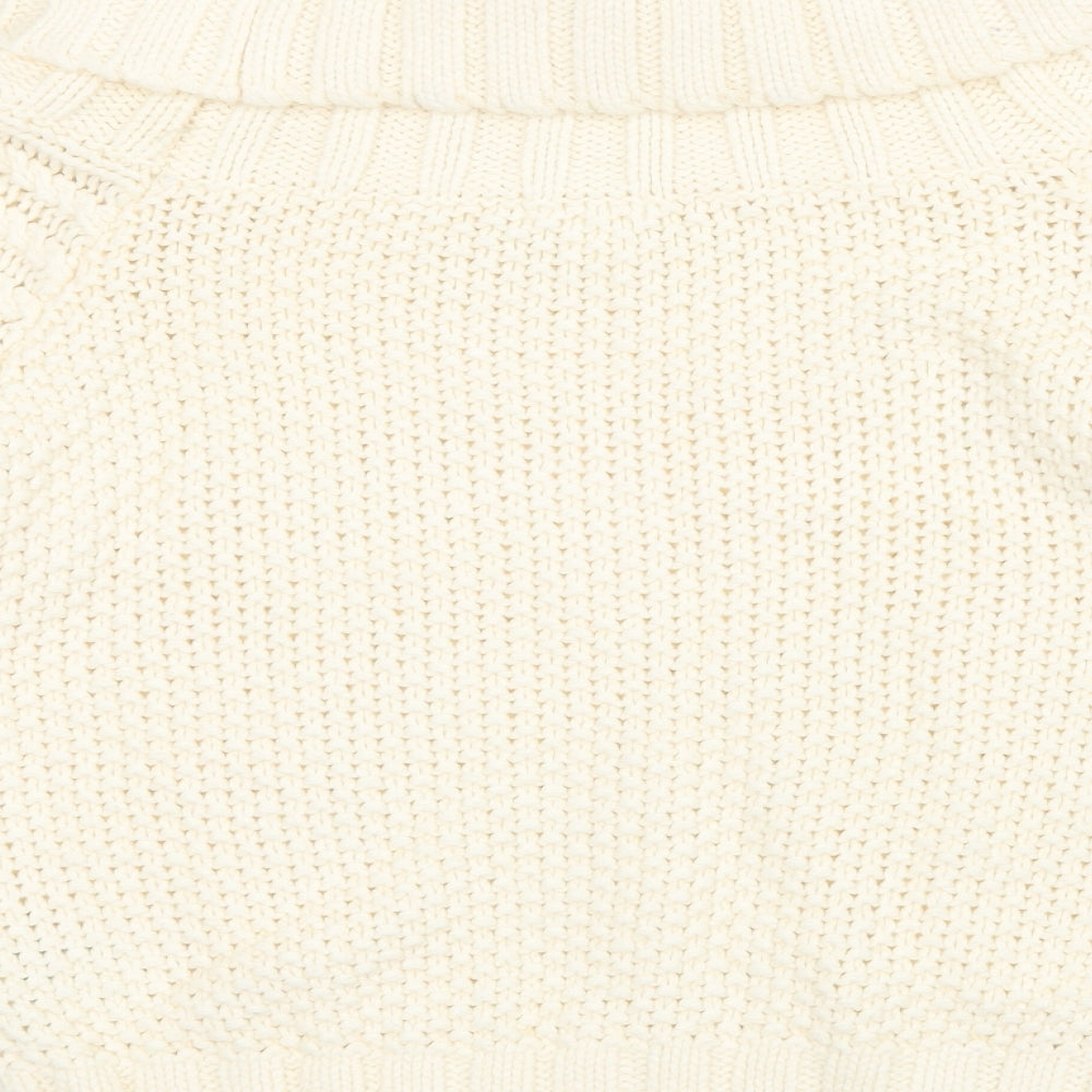H&M Womens White Knit Pullover Jumper Size S