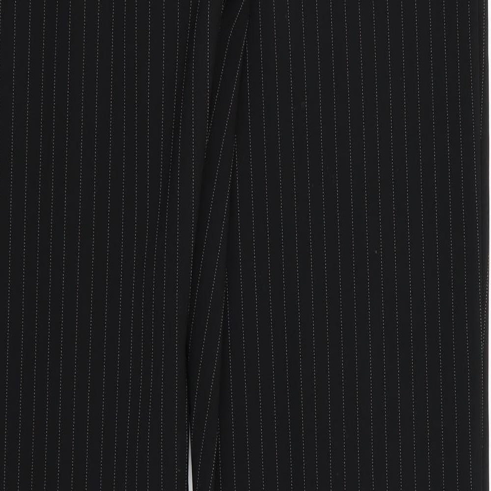 Ozone Womens Black Striped Trousers Size 14 L30.5 in