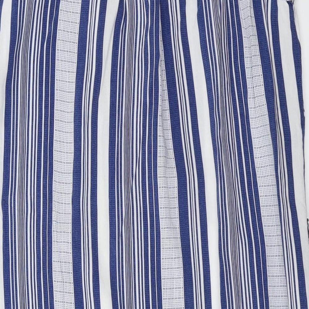 Papaya Womens Blue Striped Basic Blouse Size 10