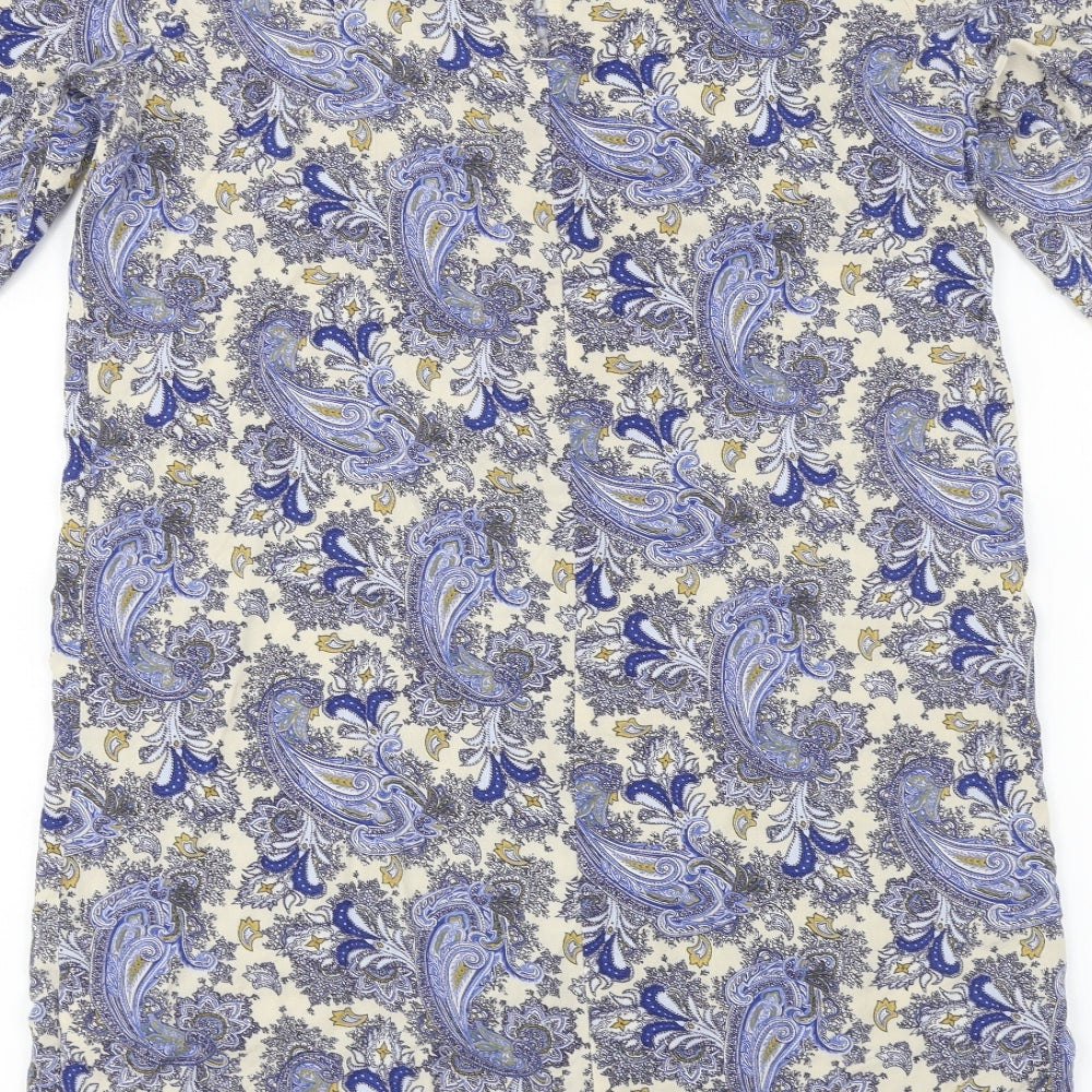 H&M Womens Blue Floral Basic Blouse Size 6