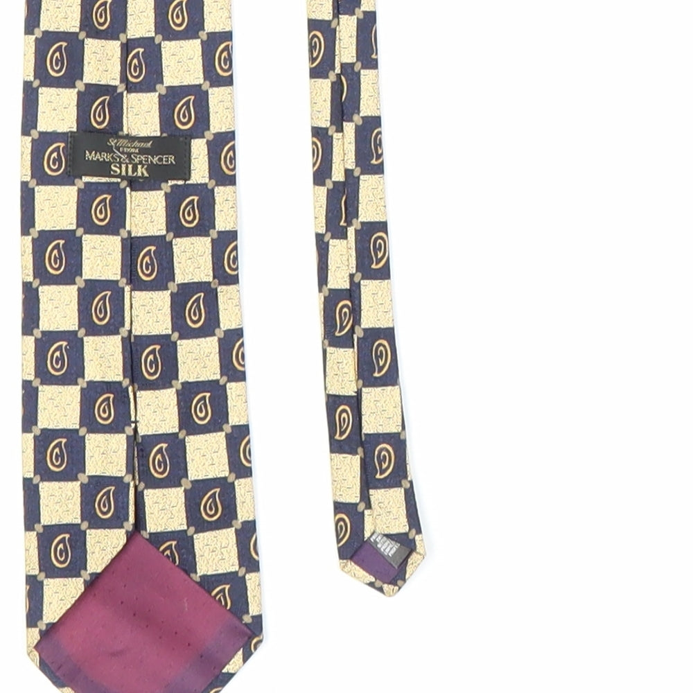 Marks & Spencer Mens Gold Plaids & Checks Pointed Tie One Size