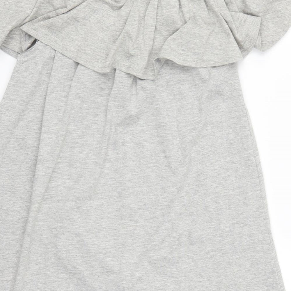 New Look Womens Grey Floral A-Line Size 8
