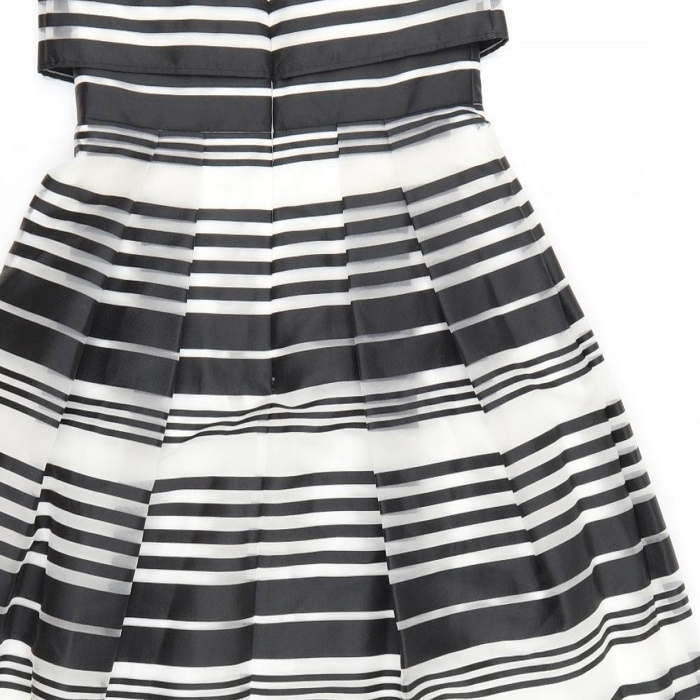 Coast Womens White Striped A-Line Size 10