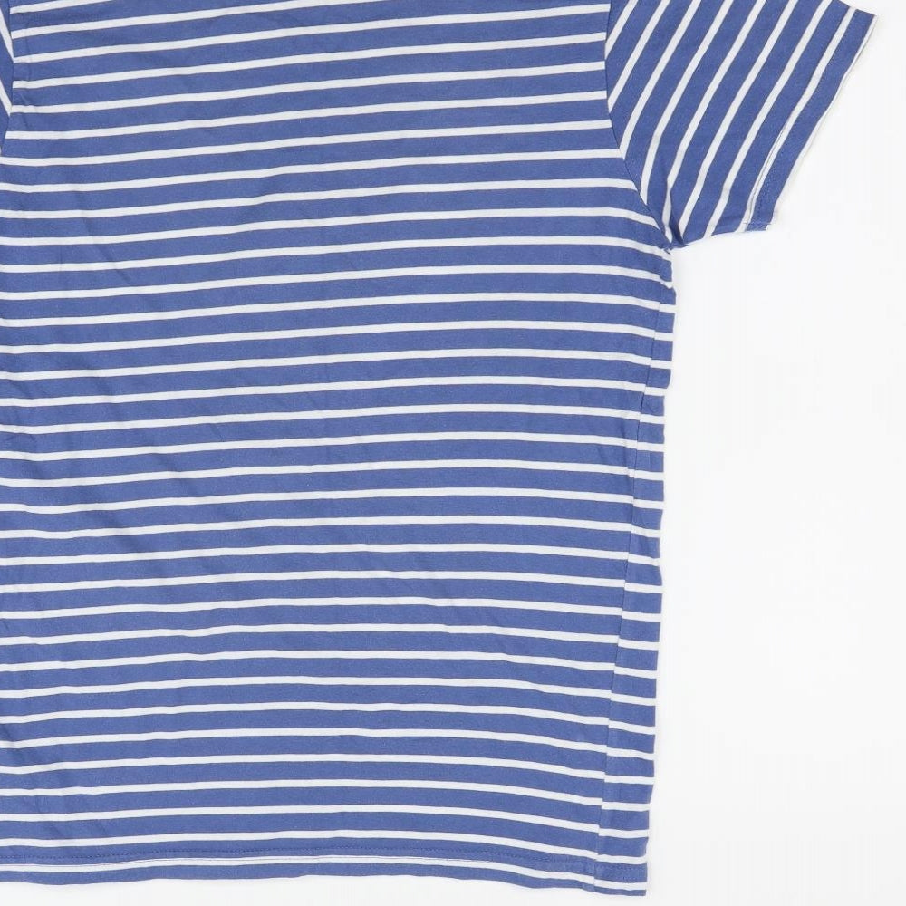 Cedarwood State Womens Blue Striped Basic T-Shirt Size M