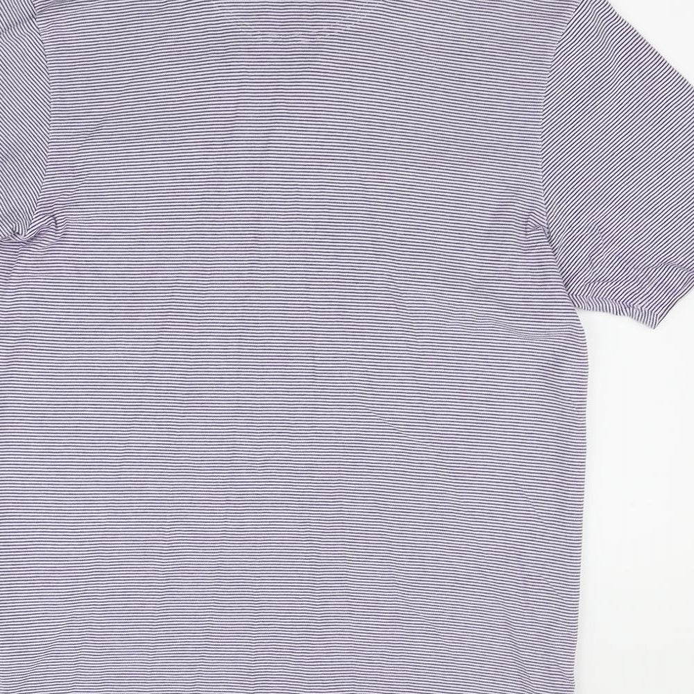 Maine Womens Blue Striped Basic Polo Size M